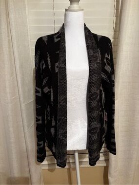 Rock & Roll Cowgirl Black and Gray Open-Front Cardigan